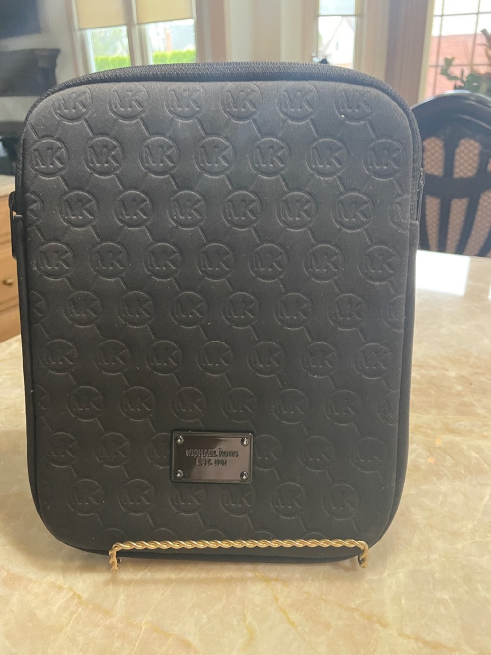 Michael Kors Black Embossed fabric I pad case
